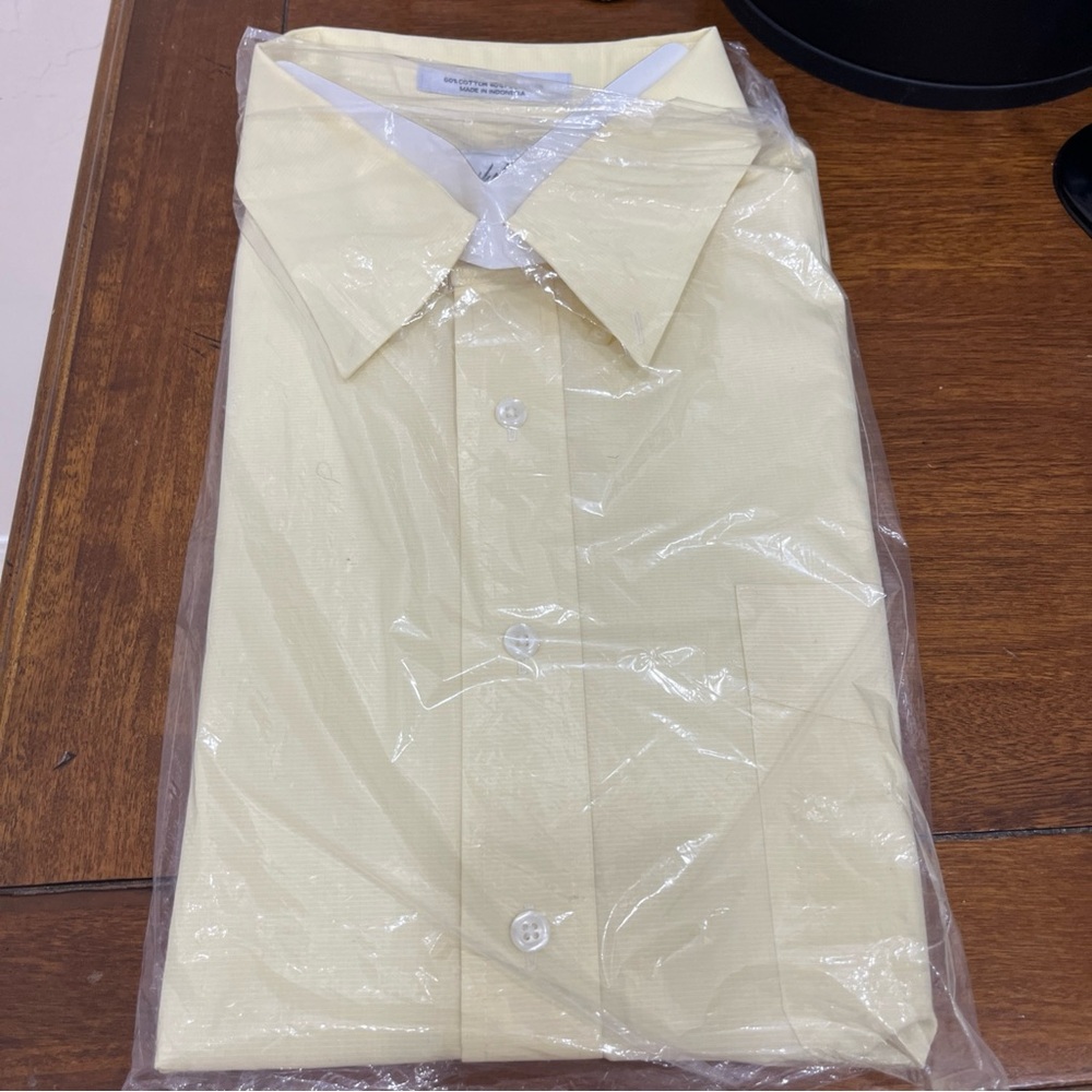 Marshall Field‎ Men Button Front Shirt Yellow Striped Short Sleeve Size 18